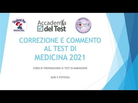 test di ammissione medicina 2021 soluzione